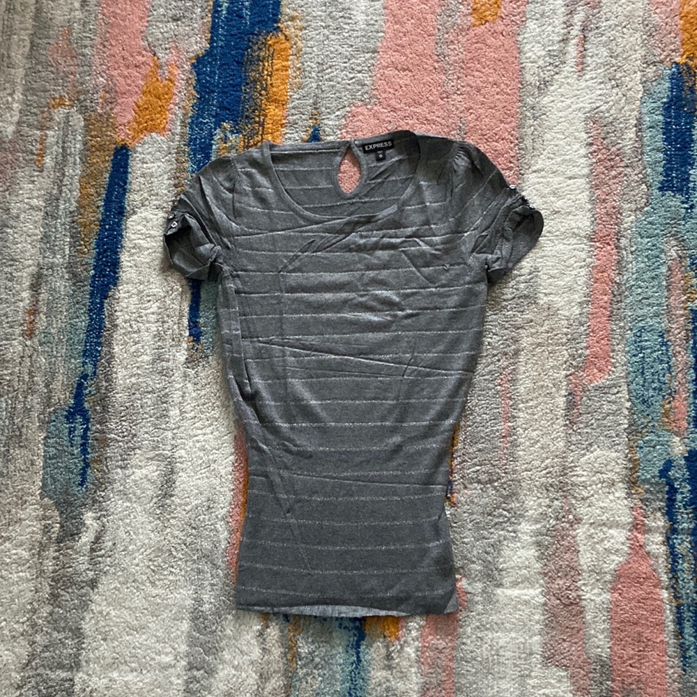 Express Grey Slim Fit Casual Top